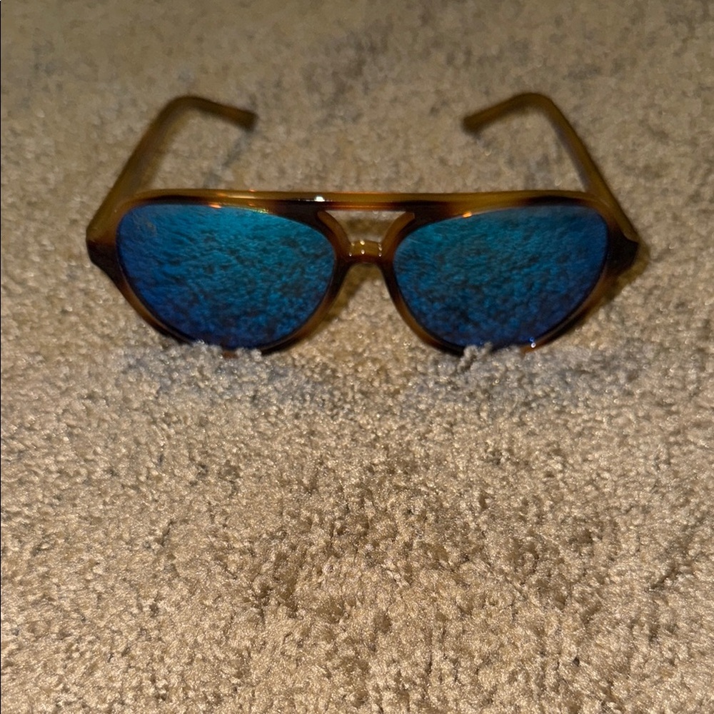 Stylish Brown Sunglasses with Blue Lenses